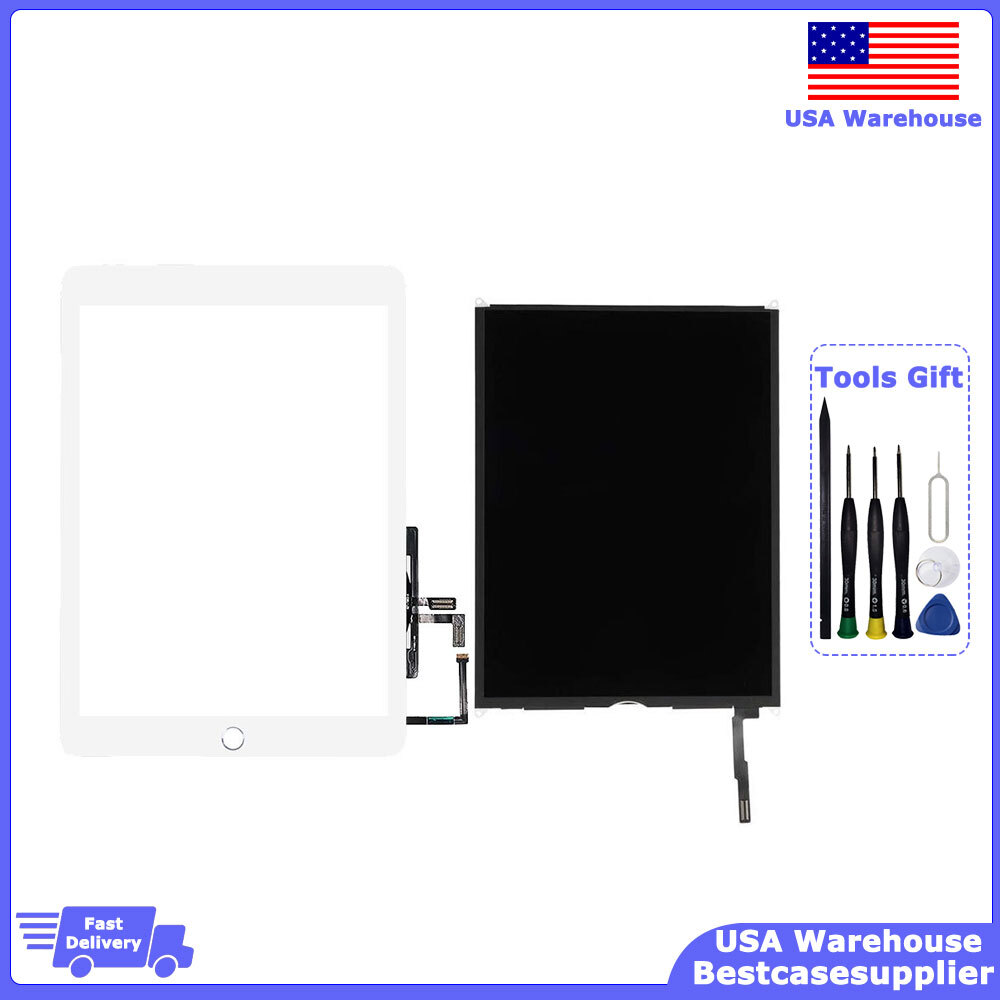 iPad 2017 5th Gen A1822 A1823 White Touch Digitizer with Home Button LCD Display