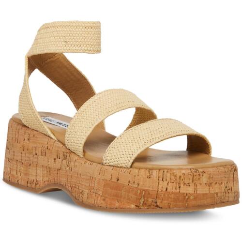 Steve Madden Womens Sashes Cork Ankle Strap Flatform Sandals Sandals BHFO 9086
