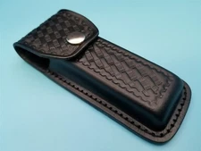 Leather Knife Sheath fits a Buck 110 Folding Hunter to 5 1/4" Black Belt Pouch