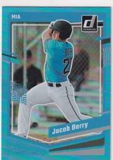 2023 DONRUSS CAROLINA BLUE RC JACOB BERRY MIAMI MARLINS ROOKIE GE-3916