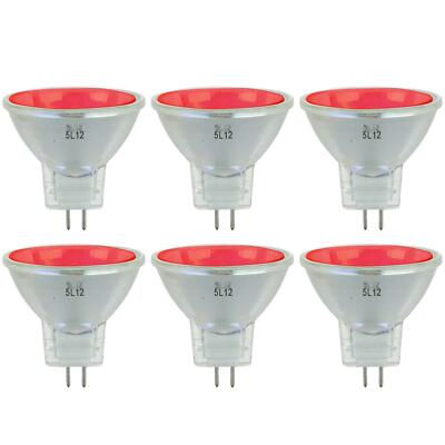 6 Pack Sunlite 20 Watt, 10° Narrow Spot, MR11 w/Cover Guard, GU4 Base, Red