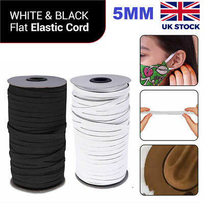 Flache elastische weiß schwarz 5 mm Kordel zum Nähen Kleidung Haarschmuck Korsett