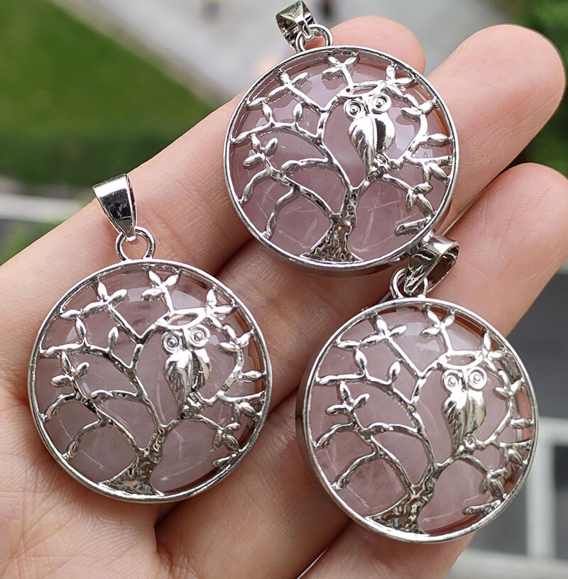 Natural Quartz Crystal Tree Of Life Healing Energy Necklace Pendant- EclatDoré