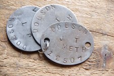 Relic WW2 RAC RTR dogtag Army Service Corps pre WW2 number - DOBSON 112507