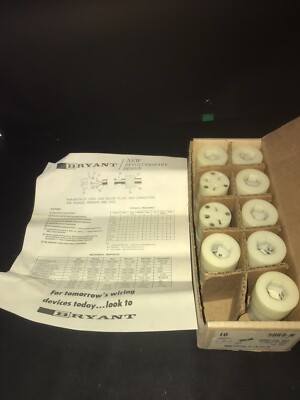 BRYANT 5669-N White Nylon Plug 2 pole 3 Wire New In box Old Stock Box Of 9