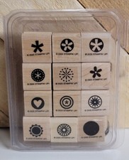 Stampin' Up CIRCLE MOTIF ASSORTED 12 Pc Set Wood Block Rubber Stamp 2005 CRAFTS