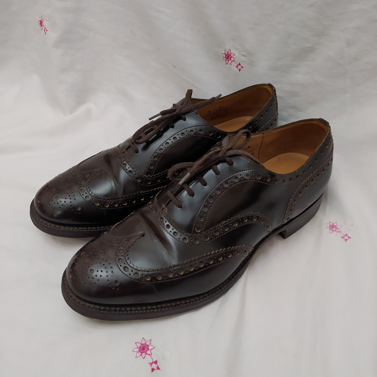 Churchs Oxford Leather Shoe Mens Brown Wingtip English Dress 80G Size 42 EU 9 US image 5