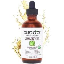PURA D'OR Dor Organic Vitamin E Oil Super Blend 70,000 IU, 4 OZ