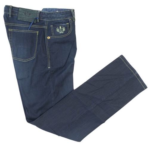 849€ NWT SCISSOR SCRIPTOR Jeans US:34 EU:50 CESARE Cotton Modal Blue Denim Pants
