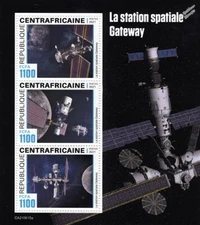 LUNAR ORBITAL GATEWAY Space Station Moon Orbit Stamp Sheet (2021 Central Africa)