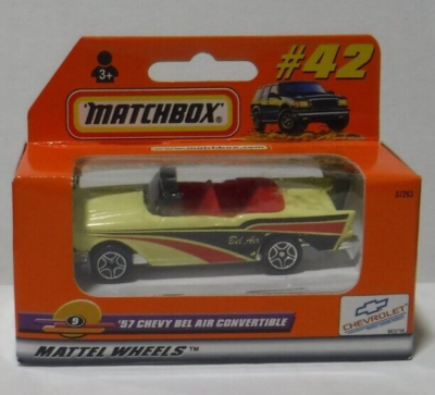 ミニカー MATCHBOX Chevrolet Bel Air Convertible 57 Chevy Bel Air Convertible Yellow Matchbox 42 1:64