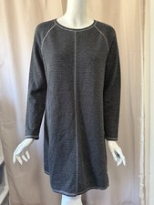 J. Jill Gray Striped Long Sleeve Dress size M Excellent