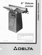 Delta 6 Deluxe Jointer Instruction Manual