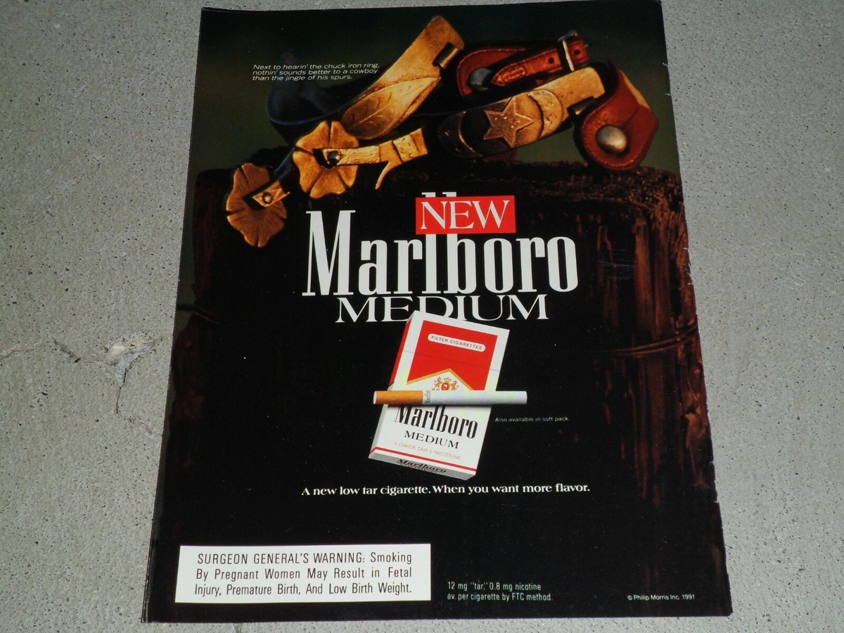 marlboro cigarette price 1991 MARLBORO MEDIUM CIGARETTES #3 AD / ARTICLE