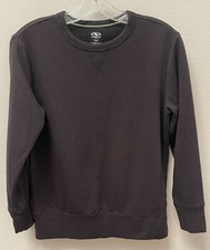 Athletic Works Boys Black Fleece Lined Crew Neck Sweatshirt Husky Large 10-12 