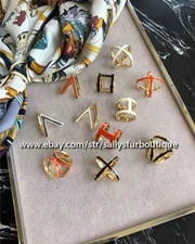 Sallys Quality 100% Brass & Enamel Scarf Ring Chain Buckles Brooch For Scarves