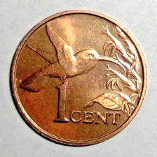1999 Trinidad and Tobago Coin 1 cent Hummingbird Eating Animal Wildlife