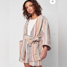 Nwt Faherty Jacket Shorts Set Mykonos Surfrider Stripe Organic Cotton Large