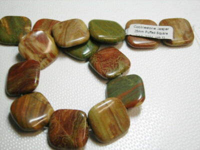 Gorgeous Cobblestone Red Creek Jasper 26mm square 16TS Beads 17'', free ship