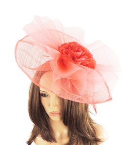 coral fascinator hat