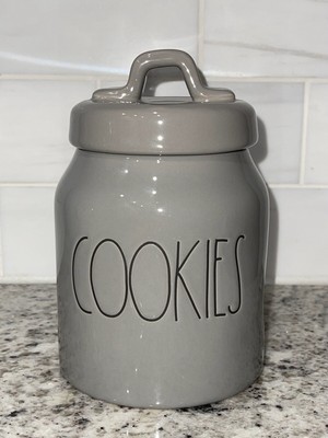 Rae Dunn COOKIES Canister Jar Grey Ceramic with Lid Decoration Kitchen NEW