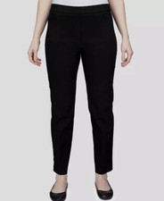 Alfred Dunner Women's Black Classic Pull-On Straight-Leg Pants Petite Size 14P