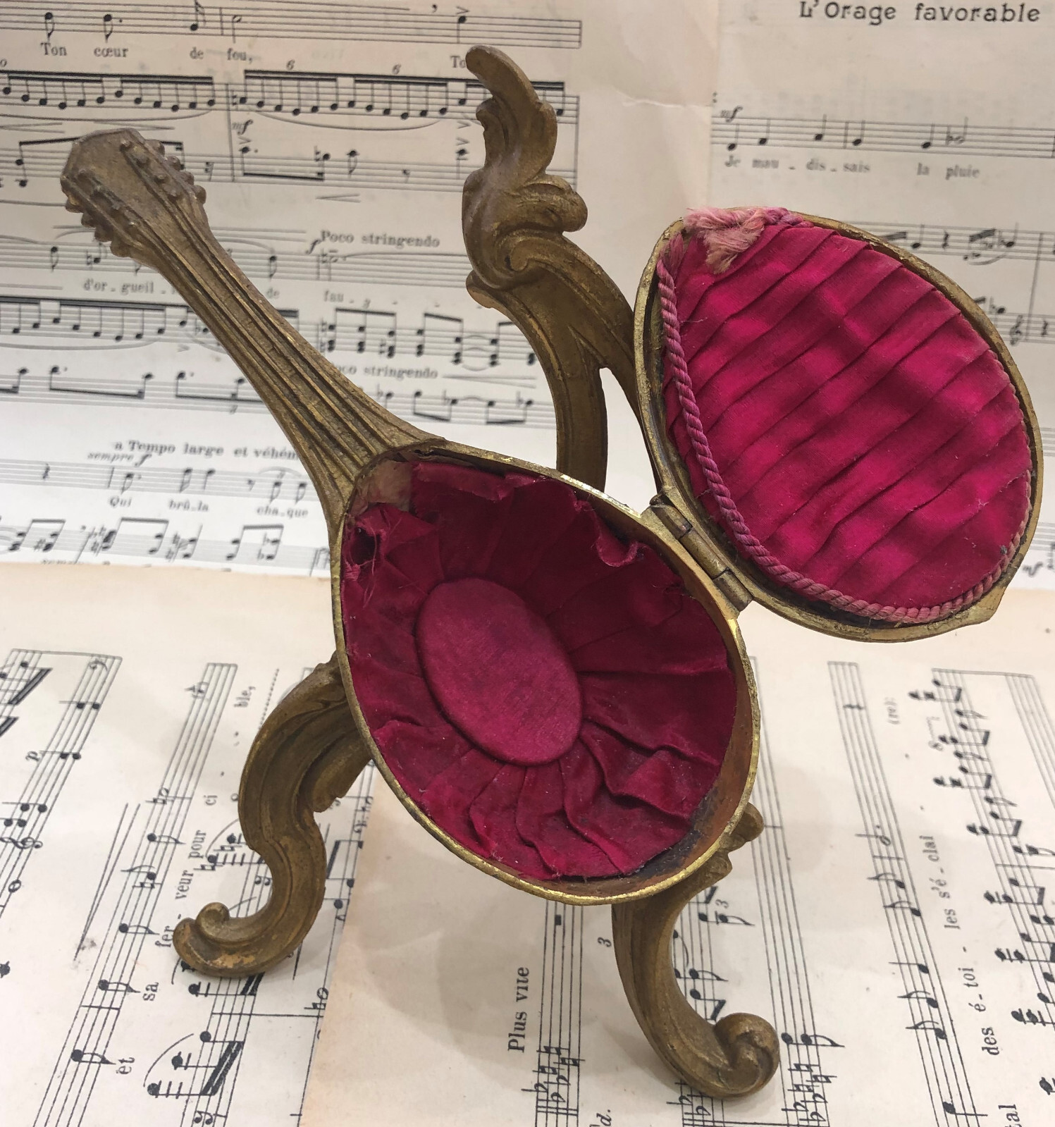 Rare Antique French Mandolin Jewelry Box with cushion c.1910 eBay