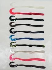 Nimrod's Tackle 6 INCH CURL TAIL WORMS 15 Per Pack Made in USA