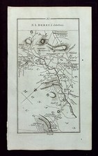 IRELAND, CLOGHER, OMAGH, STRABANE, antique road map, Taylor & Skinner, 1783