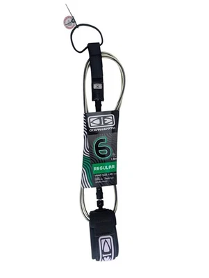 OCEAN EARTH Ocean & Earth Surfboard Ankle leash 6ft Cord 7mm Black/clear New