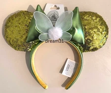 BNWT Disney Peter Pan Tinker Bell Sequined Minnie Mouse Ears Headband