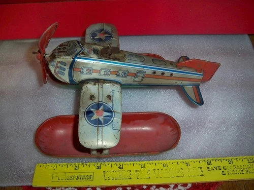 Vintage J. Chein Tin Windup Toy Pontoon Seaplane