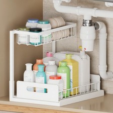 2 Tier Under Sink Organizer and Storage, Slide Out Pull Out Cabinet Organizer...