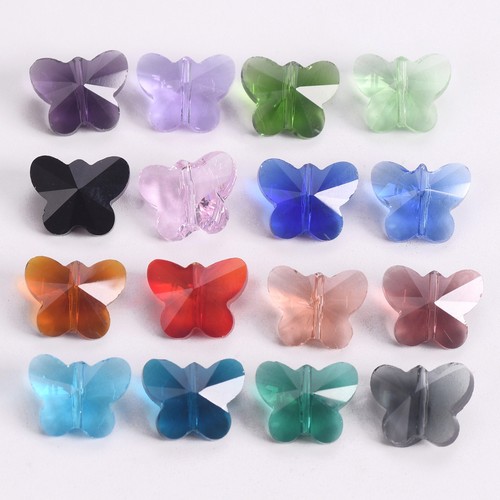 10pcs 14mm Butterfly Shape Crystal Glass Faceted Loose Spacer Beads Pendants DIY - 第 1/25 張圖片