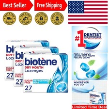 Biotene Dry Mouth Lozenges - Mint Flavor, 27 Count Pack of 3 for Fresh Breath