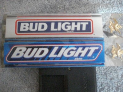 VINTAGE PAIR OF CLEAR ACRYLIC ''BUD LIGHT'' 3-SIDED BEER TAP HANDLES (8'')