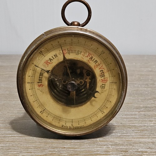 Antique German Aneroid Barometer Vintage Desktop Wall Hanging Brass Weather...