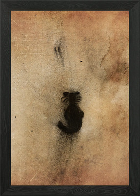 Gerahmtes Wandbild Poster Leinwanddruck Bild Kohle Katze