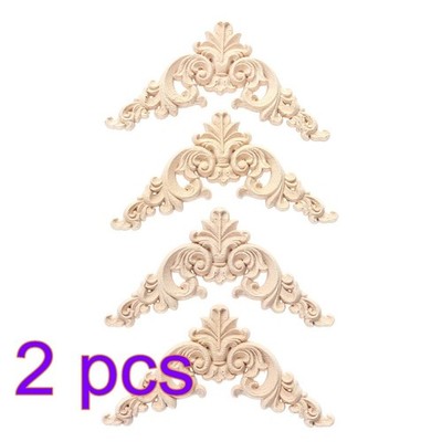 2 PCS Holz Geschnitzte Ecke Möbelverzierung Holzdekoration Holz-Onlay