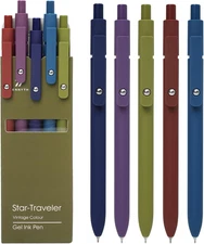 Gel Pens 5 Pcs 0.5mm Quick Dry Black Ink Smooth Writing Retractable Pen Set