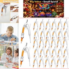 32 Pc Metal Geometry Compass Set 5.1 In Drawing Tool with Pencil Silver Math