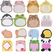 32 Pads Cute Sticky Notes, Animal Sticky Notes Self Adhesive Cartoon Notes Me...