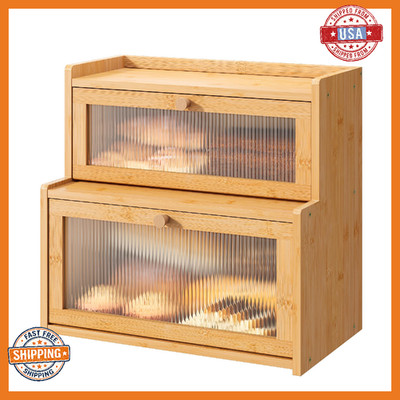 FILWH Double Layer Large Corner Bread Box for Kitchen Countertop Storage