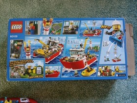LEGO 60109 City Fire Boat with box.