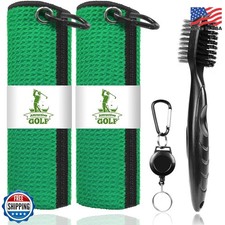 ATTRACTIVE Golf Towels, Microfiber Waffle Pattern Towels - Golf Club Brush with