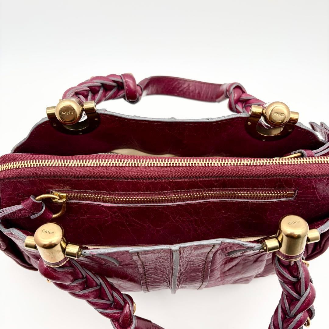 Chloe Eloise Handbag Lambskin Leather Bordeaux Women's From Japan image 10