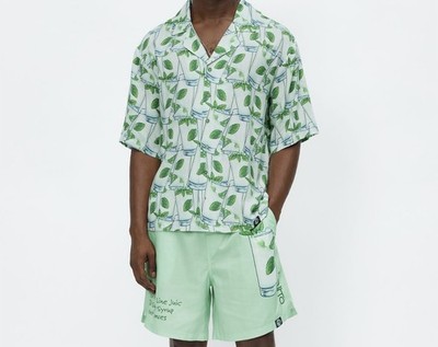 Mojito All Over Button Up Shirt AND Shorts Glass Miami Mexico Cali Mens XL