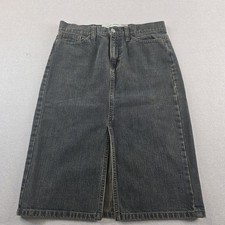 Vintage Y2K Gap Denim Midi Skirt Blue Faded Copper Hue Front Slit S 6 2006 Retro