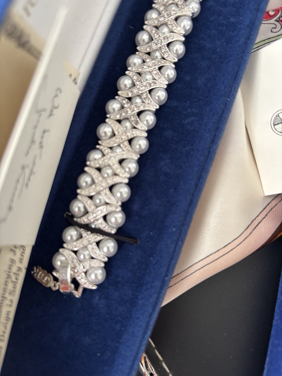 CAMROSE & KROSS JACQUELINE JBK PEARL CRYSTAL NECKLACE BRACELET EARRING SET,COA