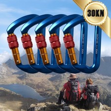 1-5PCS 30KN Screw Gate D-Ring Aluminum Carabiner for Rock Climbing Hiking Safety